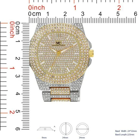 Montres Carlo 5632 Iced Out Metal Band Watch
